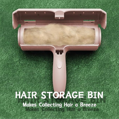 ORDORA Pet Hair Remover for Furniture/Bed, Reusable Dog Hair Remover Roller for Dog & Cat, Self-Cleaning, No Adhesive or Sticky Tape Needed, Perfect Fur Remover for Couch (Champagne Pink)