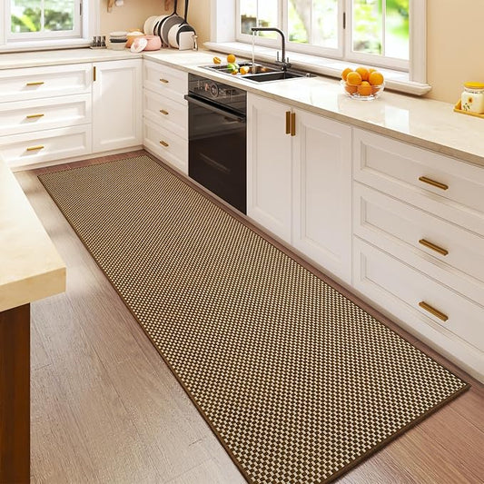 YDKGL 2x6 ft Kitchen Runner Rugs Mat Non Slip Woven Runners for Hallways Washable, Soft Long Entryway Laundry Hall Floor Runner Carpet for Indoor Backdoor Bedroom Living Room, Dark Brown/Coffee