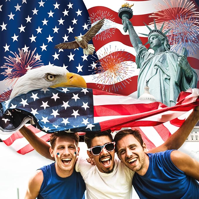 Independence Day Backdrop,7x5FT 4th of July Backdrop American Flag Background USA Flag Portrait Banner Patriotic Veterans Party Decor Supplies