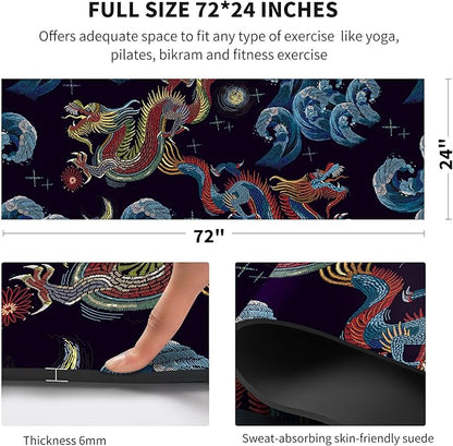 nuveti Yoga Mat Print Extra Thick TPE Non Slip Fitness Exercise Mat with Carrying Bag,72"x24" Extra Thick 6MM Exercise & Workout Mat for Yoga, Pilates Fitness and Floor Exercises