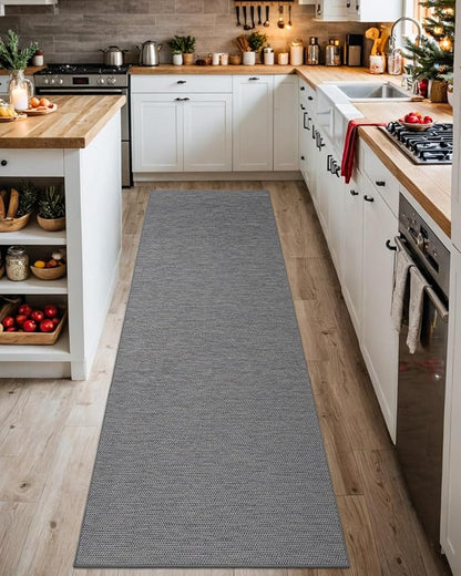 DEXI Hallway Runner Rug 2x6, Non Slip Rubber Backed Runners Carpet, Ultra Thin Entryway Rugs Indoor for Kitchen Hallway Entrance Bedroom, Grey