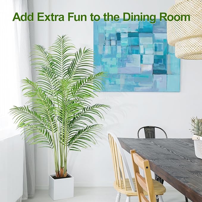 Artificial Palm Tree 6ft Tall Fake Palm Tree Indoor Decor with 18 Trunks and Real Bark Design Faux Tropical Areca Palm Silk Floor Plant in Pot for Home Office Living Room Bedroom Decor 2pcs