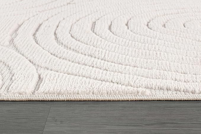 Beverly Rug Micro Loop Area Rug Light Gray 9x12 Geometric Modern Luxury Circular Durable Soft Indoor Rugs for Living Dining Room Office Stain Resistant Non Shedding Casual Indoor Carpet 9 x 12