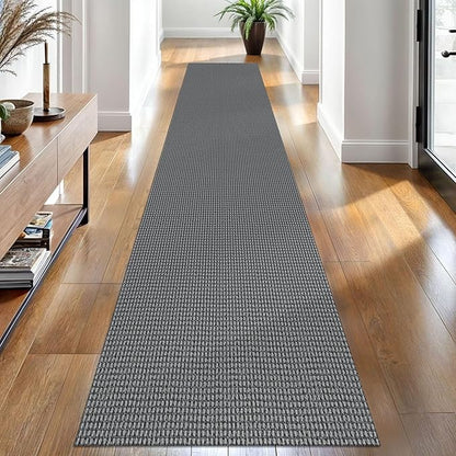 EARTHALL Woven Runner Rug 2x10 Ft Washable Runners for Hallways Long Cotton Non Slip Rubber Backed Kitchen Runner Braided Indoor Floor Carpet for Entryway, Hallway, Kitchen, Dark Gray