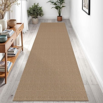 Braided Runner Rug 3x8 Ft Washable Runners for Hallways Non Slip Kitchen Runner Rug Cotton Entryway Runner Indoor, Woven Floor Carpet for Hall Kitchen Bedroom, Orange/Tan/Brown