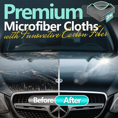 Airlab Microfiber Cleaning Cloth for Glass Cleaner Window Polishing Car Auto Detailing Lint Free Drying Dishes Kitchen Bathroom Magic Cleaning Cloths, Pack of 3, 12" x 12", Grey-Green