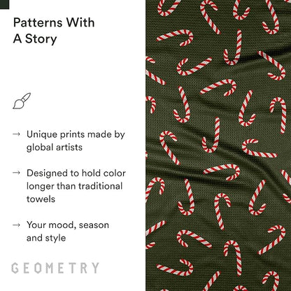 GEOMETRY Christmas Kitchen Towels - Quick Dry Microfiber Cloth Dish Towels for Kitchen Drying - Premium Quick Dry Towel (Peppermint, 1 Pack)