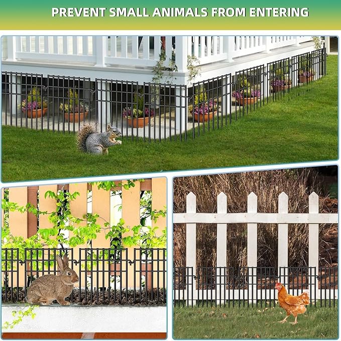 35 Panels Animal Barrier Fence, 13in(H) x 35.5ft(L) Dog Digging Fence Barrier, 1.2 in Gap Anti Dig Garden Edging Border, Rustproof Metal Ground Defense Border for Outdoor