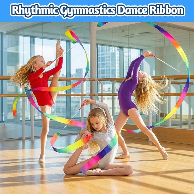 20 Pack Ribbon Dancing Wands for Kids, Rainbow Dance Ribbon Streamers,Princess Party Favors Supplies Decorations,Girls Artistic Gymnastics Twirling Ribbon Stick,Gymnastics Goodie Bag Stuffers