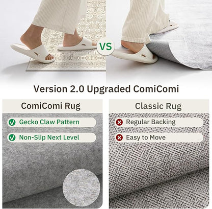 Washable 2x3 Entryway Area Rug - Small Non Slip Vintage Kitchen Runner Rugs Indoor Entrance Soft Neutral Stain Resistant Bathroom Mat Farmhouse Carpet for Bedroom Living Room Entry Laundry 2'x3' Beige