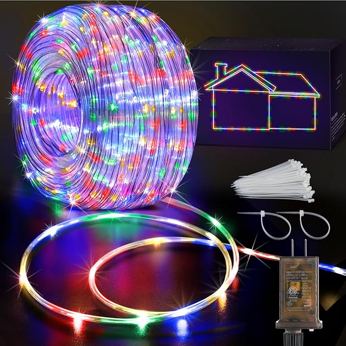 KNONEW 164FT 500LED Rope Lights for Outside,Outdoor String Lights Waterproof 8 Modes Clear Tube Light for Indoor,Bedroom,Wedding,Garden,Patio,Christmas,Tree,Rv,Holiday Decoration(Multicolor)