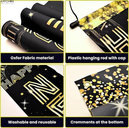 KatchOn, XtraLarge Happy New Year Banner - 72x12 Inch | New Years Decorations 2026 | New Years Eve Party Supplies 2026, Nye Decorations 2026 | Door Banner for Happy New Year 2026 | Nye Decor 2026