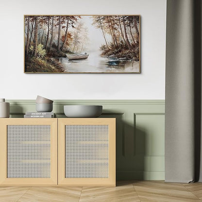 KLAKLA Vintage Framed Wall Art - Paintings with Frame Canvas Antique Wall Decor Retro Landscape Tree Picture for Living Room Prints Artwork for Walls Bedroom Office Home Decoration - 40x20 Inches