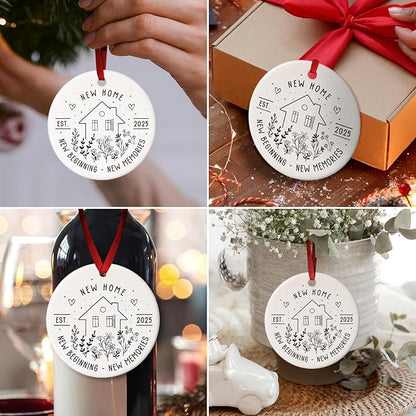 New Home Ornament 2025 - House Warming Gifts - New House Gift Ideas - New Home Christmas Ornament - Gift for New Homeowner, Couple, Women, Men - Ceramic Ornaments