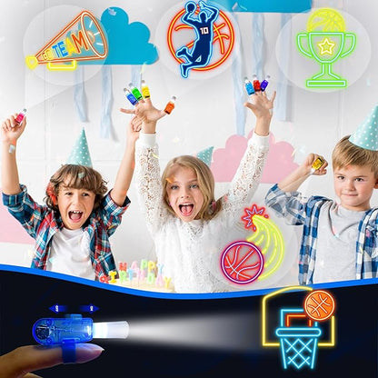24PCS Basketball Party Favors-LED Finger Lights：Glow-in-the-Dark Light-Up Toys Bulk for Kids, Basketball Theme Birthday Party Decorations Supplies, Goodie Bags stuffers, Classroom Prizes, Fun Gifts
