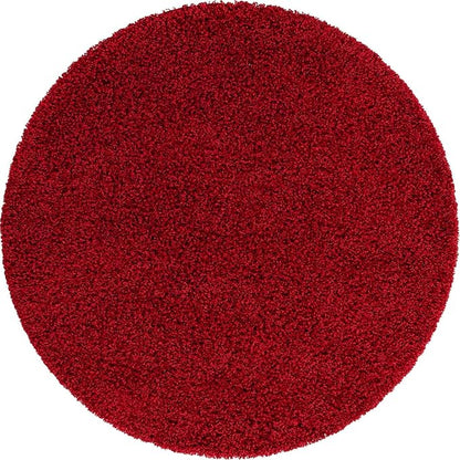 Unique Loom Solid Shag Collection Area Rug (5' 3" Round, Cherry Red)