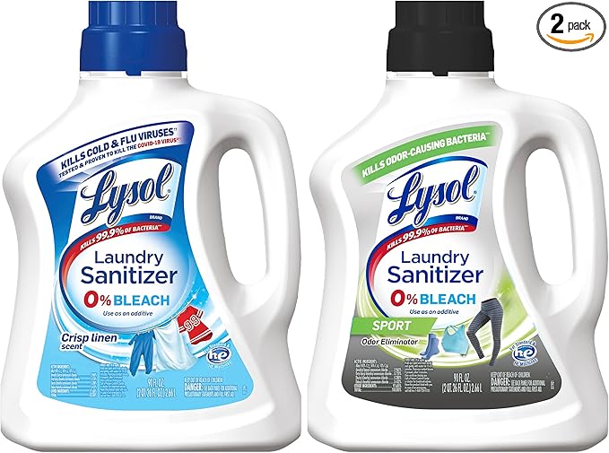 Lysol Sport Laundry Sanitizer Additive, Sanitizing Liquid for Gym Clothes and Activewear, Eliminates Odor Causing Bacteria, 90oz