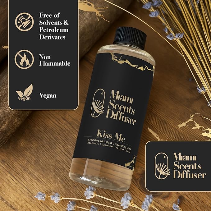 Kiss Me Scent Inspired by Bellagio Hotel 17 Fl Oz - 500 ml Essential Oils Aroma for Home Office Diffuser Luxury Fragance Refill Aromatherapy Fresh Blend of Jasmine, Rose, Musk Rosemary and Sandalwood.