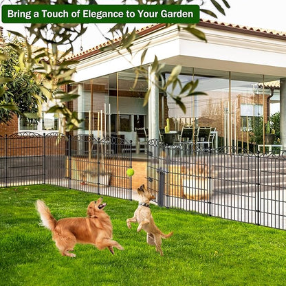 24 Panel Garden Fence - 36 in (H) x 48 ft (L) 23 Panels + 1 Gate, No Dig Rustproof Metal Tall Animal Barrier for Dogs Rabbits, Decorative Outdoor Border for Yard, Patio, and Flower Beds