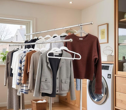 Stainless Steel Clothes Rack, 3-Rod Garment Rack for Hanging Clothes with 4 Wheels Load 600 LBS