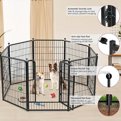 Dog Playpen Outdoor 40 inch 16 Panels Indoor Dog Pen for Large/Medium/Small Dogs Rustproof Metal Dog Fence Outdoor for Yard, Puppy Playpen with Door Portable Pet Fence for RV Camping Yard