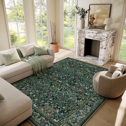 Washable Area Rugs for Living Room: 6x9 Rugs for Bedroom Stain Resistant Non Slip Low Pile Lightweight Soft Carpets for Bedroom Kitchen Dining Room Nursery Kids Room Farmhouse Home Office
