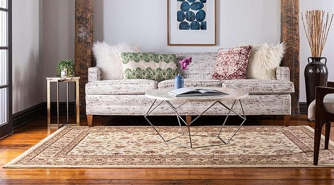 Rugs.com Aditi Collection Rug – 2' 2 x 3' Cream Low Rug Perfect for Living Rooms, Large Dining Rooms, Open Floorplans