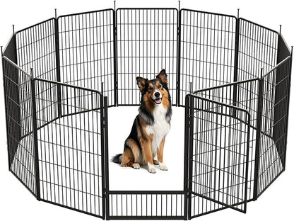 SunsGrove Dog Playpen Outdoor, Heavy Duty 45 Inch 12 Panels Dog Playpen for Large Dogs, Free and Safe Play Dog Fence Indoor, Black