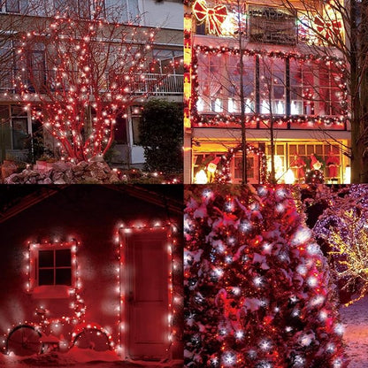 100Count (2pk of 50L) String Lights, LED Christmas Lights, 6" SPACING,Green Wire,Red and White,Commercial Grade