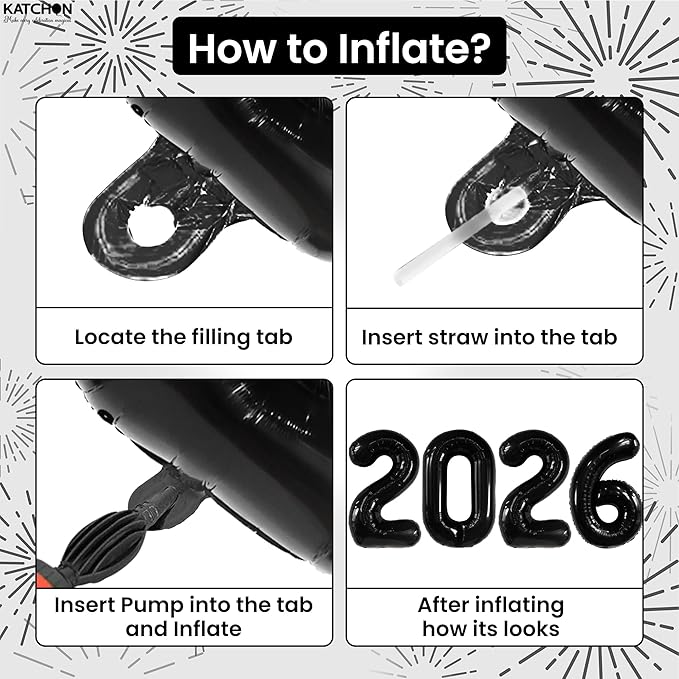 KatchOn, Giant Black 2026 Balloons – 42 Inch | New Year Balloons | 2026 Balloon Numbers | Black Balloon for New Years Decorations 2026 | NYE Decorations | New Years Eve Party Supplies 2026