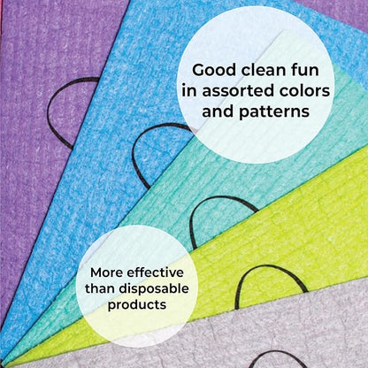 Skoy Cloth, 8-Pack Versatile Swedish Dishcloths for Kitchen and Household Use, Reusable Cleaning Cloths, Planet-Friendly, Dishwasher and Dryer-Safe, Apple Green