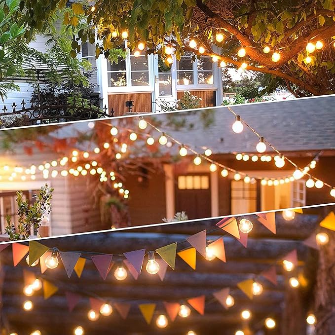 Outdoor String Lights 100FT Globe String Lights with 52 Dimmable G40 Shatterproof LED Bulbs,Waterproof Connectable Patio Light String Lights for Backyard Hanging Lights,2700K Warm Glow