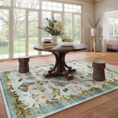 8x10 Area Rug for Living Room: Washable Bedroom Rugs Stain Resistant Non Slip Low Pile Soft Lightweight Carpets Rug for Farmhouse Kitchen Dining Room Nursery Kids Room Indoor