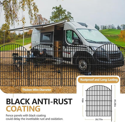 10 Panels Decorative Garden Fence, 40in (H) X 22.31ft (L) No Dig Dog Fences Outdoor for Yard, Rustproof Tall Metal Fencing Panels, Animal Barrier Suitable for Yards Border, Patio, and Outdoor Use