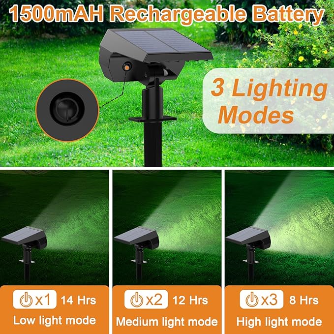 WELALO Solar Spot Lights Outdoor, [6 Pack/65 LED/3 Modes] 2-in-1 Solar Landscape Spotlights, Solar Powered Security Lights, IP68 Waterproof Wall Lights for Walkway Yard Garden Driveway(Cool White)