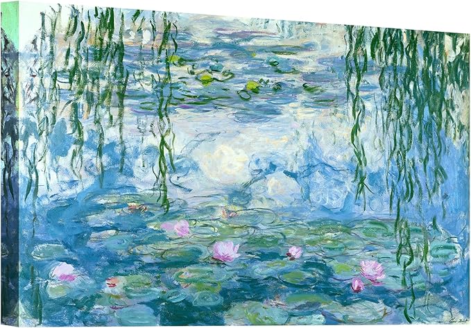 Large Water Lilies by Claude Monet Canvas Wall Art Famous Painting - Classic Canvas Art Wall Decor Picture Print with Framed for Home Office Wall Decor-24" x36"