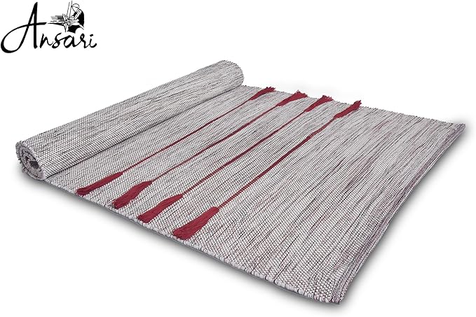 Craftyansari Handwoven Cotton Yoga Mat, Natural, 72 x 24 Inches, Fair Trade, Soft Absorbent Surface for Exercise, Workout, Meditation