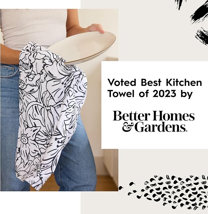GEOMETRY Spring Kitchen Towels - Quick Dry Microfiber Cloth Spring & Summer Dish Towels for Kitchen Drying - Premium Quick Dry Towel - Lemonade Lines, 18" x 30" - 2-Pack