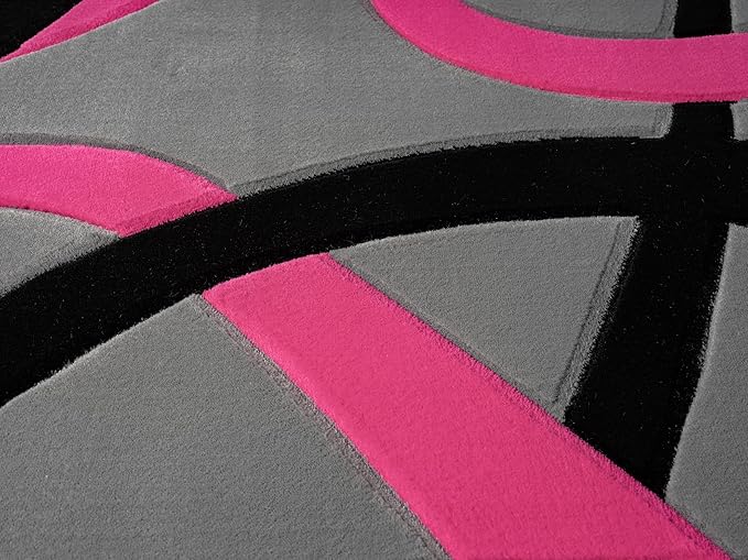 Ultra Soft Area Rug Hand Carved - Modern Abstract Design for Indoor Living Room & Bedroom - Stain Resistant, Easy to Clean - (2'7''x7, Pink)