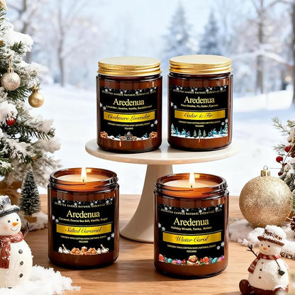 Winter Candles – Cedar & Fir Scented Candle | 7oz Soy Candles for Home Scented with 50H Burn - Evergreen Pine Christmas Candle for Home | Winter Aromatherapy Gifts for Women Men
