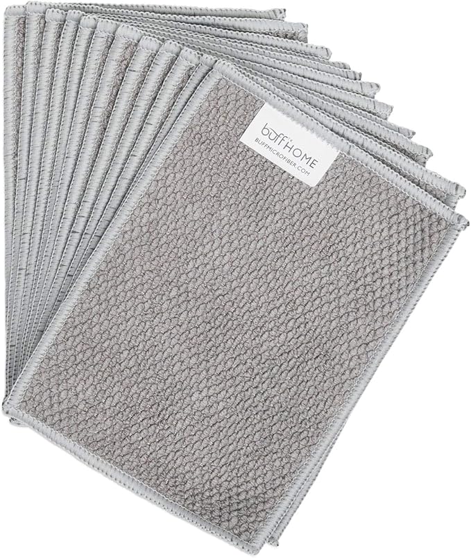 Microfiber Wholesale Dish Cloths | Scrubs & Cleans: Dishes, Sinks, Counters, Stove Tops | Easy Rinsing | Machine Washable | 12 Pack (Size 4 x 6 inches) Grey
