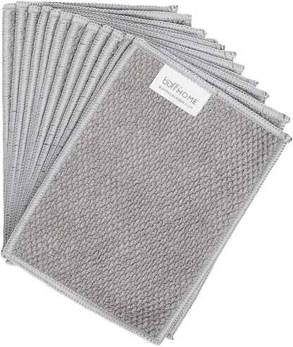 Microfiber Wholesale Dish Cloths | Scrubs & Cleans: Dishes, Sinks, Counters, Stove Tops | Easy Rinsing | Machine Washable | 12 Pack (Size 4 x 6 inches) Grey