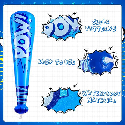 Seematn 12 Pcs Pow Inflatable Baseball Bats 17 Inch Inflatable Blow up Bats for Kids Carnival Game Prizes Bulk Baseball Party Favors Carnival Hero Sports Prizes (Dark Blue,Red)