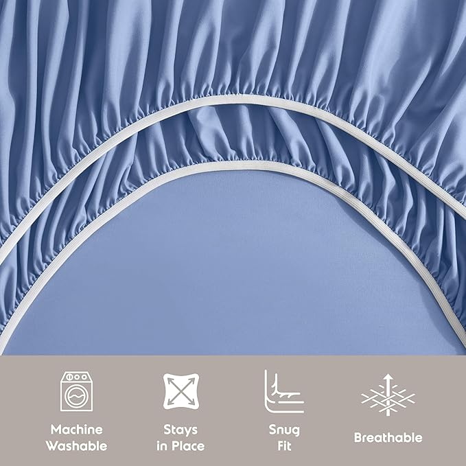 Nestl Twin Sheet Set - 1800 Ultra-Soft Microfiber Twin Bed Sheets - Double Brushed - Deep Pockets - Easy Fit - Extra Soft - 3 Piece Set - Bedding Sheets & Pillowcases (Twin, Calm Blue)