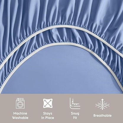 Nestl Twin Sheet Set - 1800 Ultra-Soft Microfiber Twin Bed Sheets - Double Brushed - Deep Pockets - Easy Fit - Extra Soft - 3 Piece Set - Bedding Sheets & Pillowcases (Twin, Calm Blue)