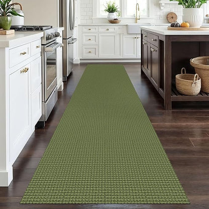 EARTHALL Runner Rug 3x12 Ft Washable Runners for Hallways Extra Long Woven Non Slip Entryway Runner Braided Kitchen Runner Indoor Outdoor Carpet Runners for Entryway, Hall, Foyers, Green