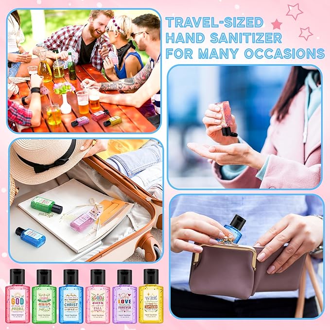 Frienda 24 Sets Bible Verse Hand Sanitizer Bulk Gift Set Christian Mini Travel Size Hand Sanitizers Small Religious Church Favors for Homeless Nurse Teacher Coworker Christmas Appreciation Gifts