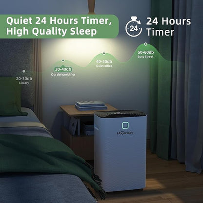 34 Pint Dehumidifiers for Home Basements, with 3 Working Modes, Overflow Protection, and Auto Shut off Restart. Ultra Silent Dehumidifier with Drain Hose, Intelligent Humidity Control