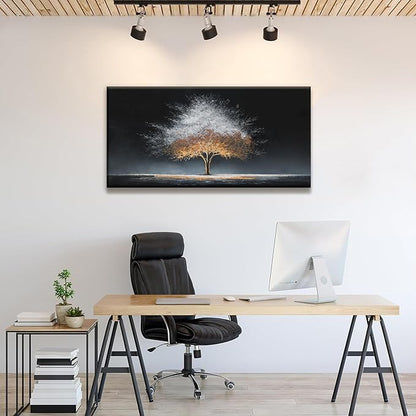 Canvas Art Wall Decor Burning Gray Tree Of Life Wall Art For Living Room Modern Artwork Ready To Hang Abstract Wall Art Prints Bedroom Kitchen Office 24x48 Inch Canvas Prints