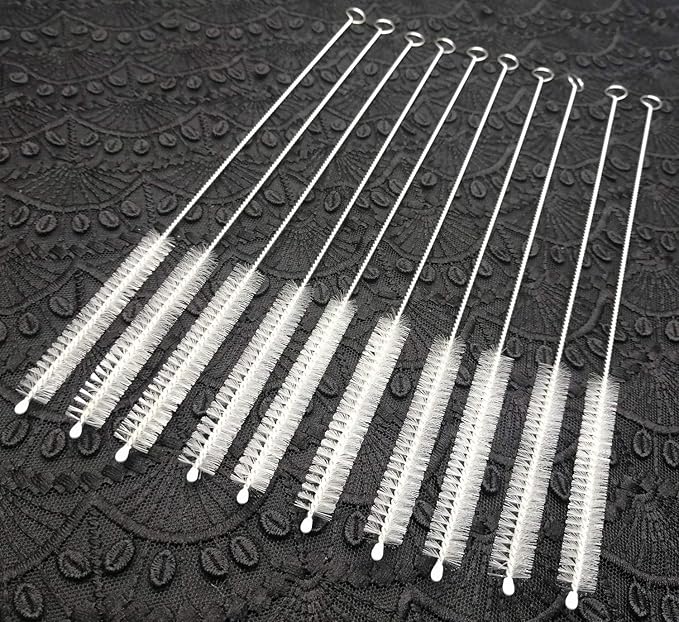 Straw Cleaner Brush for Stanley Cup, Pipe Cleaners Extend 10in Length x 2/5in diam, Straw Cleaning Brush for Tube, Tube Cleaner with Nylon Bristles and Stainless Steel Handle Set of 10 Pack